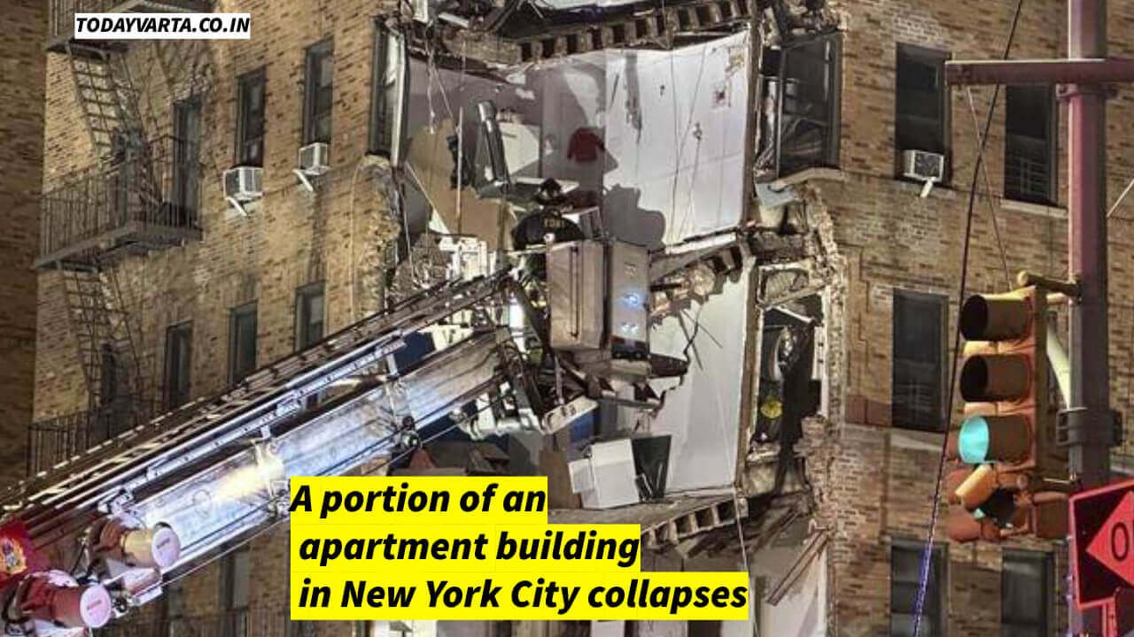 A portion of an apartment building in New York City collapses